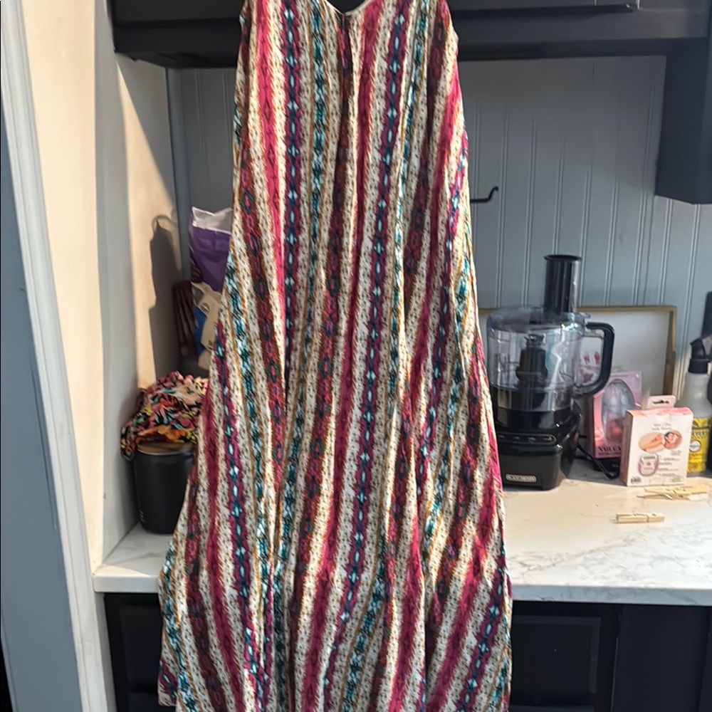 Savanna Jane Red and Pink Halter Maxi Sundress